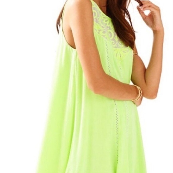 Lilly Pulitzer Cammie Trapeze Dress in Lemon Drop Neon Yellow - Picture 2 of 4